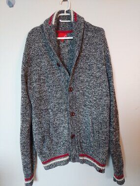 Sears Canada Men's XL Marled Gray Wool Cabin Shawl-collar Cardigan NWOT